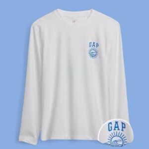 NWOT GAP Kids Boyw‎ White Long Sleeve Rash guard Tee Swim Surf Summer Vacation